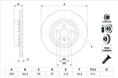 BOSCH 0 986 479 F61 - féktárcsa BMW