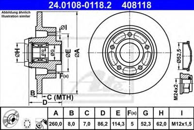 ATE 24.0108-0118.2 - féktárcsa RENAULT