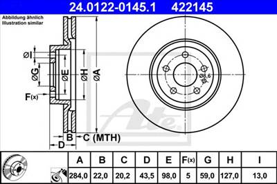 ATE 24.0122-0145.1 - féktárcsa ALFA ROMEO FIAT LANCIA OPEL VAUXHALL