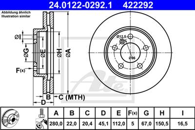 ATE 24.0122-0292.1 - féktárcsa BMW MINI