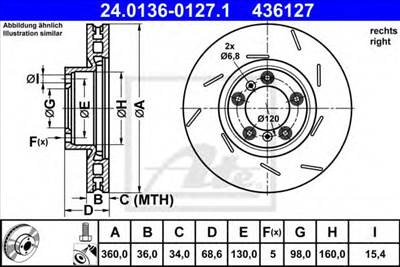 ATE 24.0136-0127.1 - féktárcsa PORSCHE