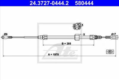 ATE 24.3727-0444.2 - Kézifék bowden MERCEDES-BENZ VW