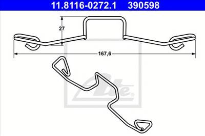 ATE 11.8116-0272.1 - Rugó, féknyereg FORD SEAT VW