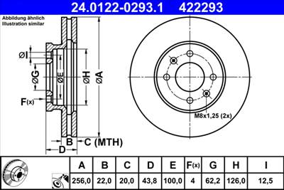 ATE 24.0122-0293.1 - féktárcsa HYUNDAI KIA
