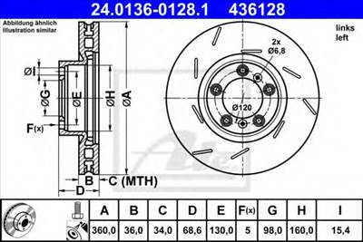 ATE 24.0136-0128.1 - féktárcsa PORSCHE