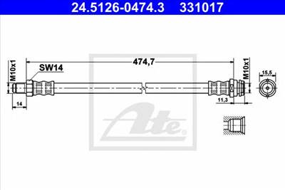 ATE 24.5126-0474.3 - fékcső MERCEDES-BENZ