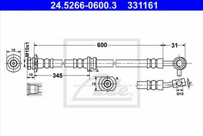 ATE 24.5266-0600.3 - fékcső NISSAN