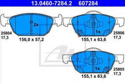 ATE 13.0460-7284.2 - fékbetét HONDA