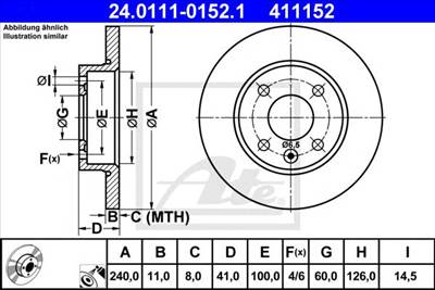 ATE 24.0111-0152.1 - féktárcsa OPEL VAUXHALL