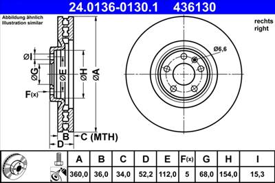 ATE 24.0136-0130.1 - féktárcsa PORSCHE