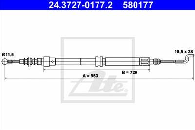 ATE 24.3727-0177.2 - Kézifék bowden VW