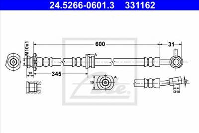 ATE 24.5266-0601.3 - fékcső NISSAN