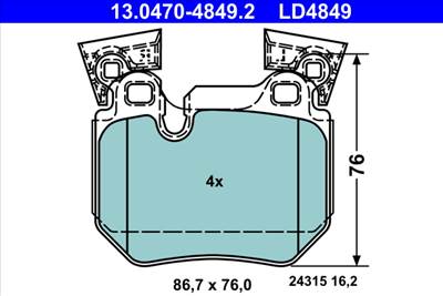 ATE 13.0470-4849.2 - fékbetétkészlet, tárcsafék BMW