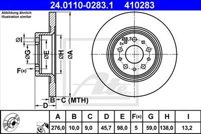 ATE 24.0110-0283.1 - féktárcsa ALFA ROMEO