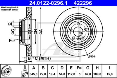 ATE 24.0122-0296.1 - féktárcsa MERCEDES-BENZ