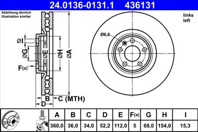 ATE 24.0136-0131.1 - féktárcsa PORSCHE