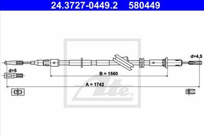 ATE 24.3727-0449.2 - Kézifék bowden MERCEDES-BENZ