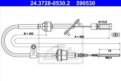 ATE 24.3728-0530.2 - kuplung bowden FIAT