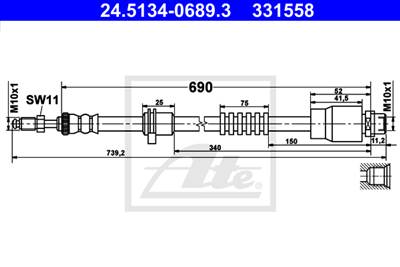 ATE 24.5134-0689.3 - fékcső BMW