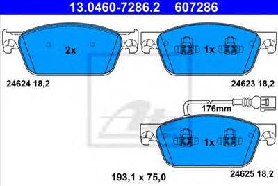 ATE 13.0460-7286.2 - fékbetét VW