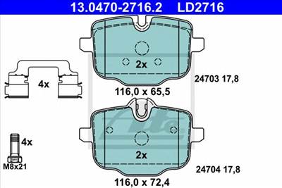 ATE 13.0470-2716.2 - fékbetét BMW