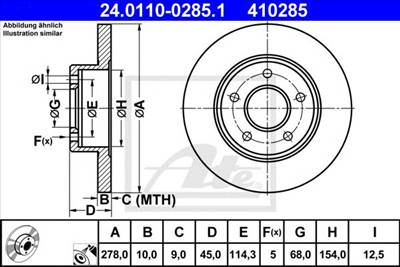 ATE 24.0110-0285.1 - féktárcsa NISSAN