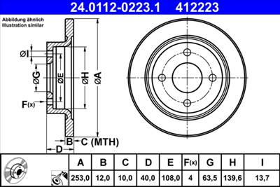 ATE 24.0112-0223.1 - féktárcsa FORD