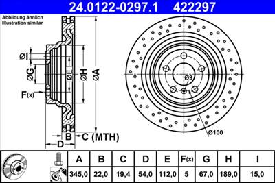 ATE 24.0122-0297.1 - féktárcsa MERCEDES-BENZ