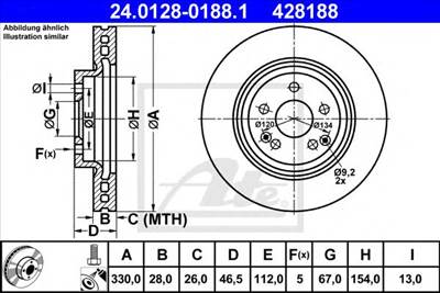 ATE 24.0128-0188.1 - féktárcsa MERCEDES-BENZ