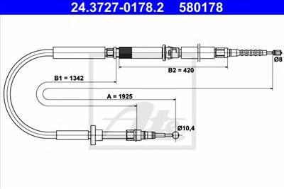 ATE 24.3727-0178.2 - Kézifék bowden AUDI