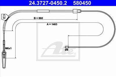 ATE 24.3727-0450.2 - Kézifék bowden MERCEDES-BENZ