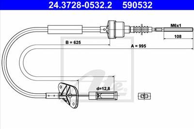 ATE 24.3728-0532.2 - kuplung bowden FIAT FORD