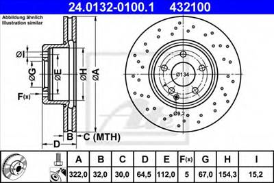 ATE 24.0132-0100.1 - féktárcsa MERCEDES-BENZ