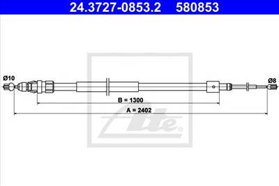 ATE 24.3727-0853.2 - Kézifék bowden CITROËN PEUGEOT