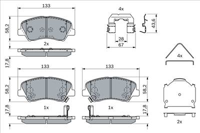 BOSCH 0 986 424 951 - fékbetétkészlet, tárcsafék HYUNDAI