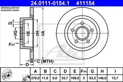 ATE 24.0111-0154.1 - féktárcsa FORD