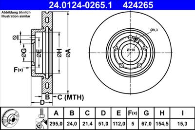 ATE 24.0124-0265.1 - féktárcsa MERCEDES-BENZ