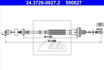 ATE 24.3728-0827.2 - kuplung bowden PEUGEOT
