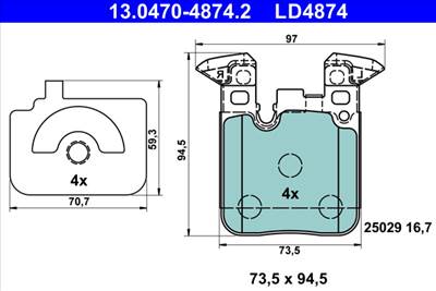 ATE 13.0470-4874.2 - fékbetétkészlet, tárcsafék BMW