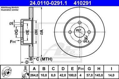 ATE 24.0110-0291.1 - féktárcsa OPEL VAUXHALL