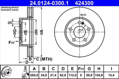 ATE 24.0124-0300.1 - féktárcsa MERCEDES-BENZ