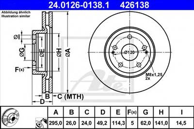 ATE 24.0126-0138.1 - féktárcsa TOYOTA