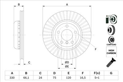 BOSCH 0 986 479 E07 - féktárcsa BMW