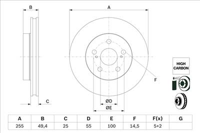 BOSCH 0 986 479 F72 - féktárcsa TOYOTA
