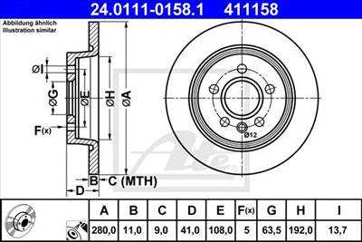 ATE 24.0111-0158.1 - féktárcsa FORD VOLVO