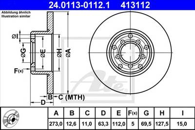 ATE 24.0113-0112.1 - féktárcsa MERCEDES-BENZ