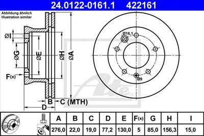 ATE 24.0122-0161.1 - féktárcsa MERCEDES-BENZ VW