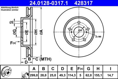ATE 24.0128-0317.1 - féktárcsa TOYOTA