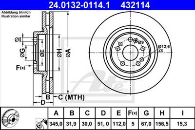 ATE 24.0132-0114.1 - féktárcsa MERCEDES-BENZ