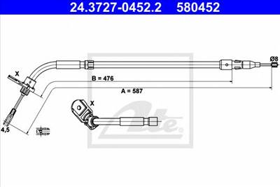 ATE 24.3727-0452.2 - Kézifék bowden MERCEDES-BENZ